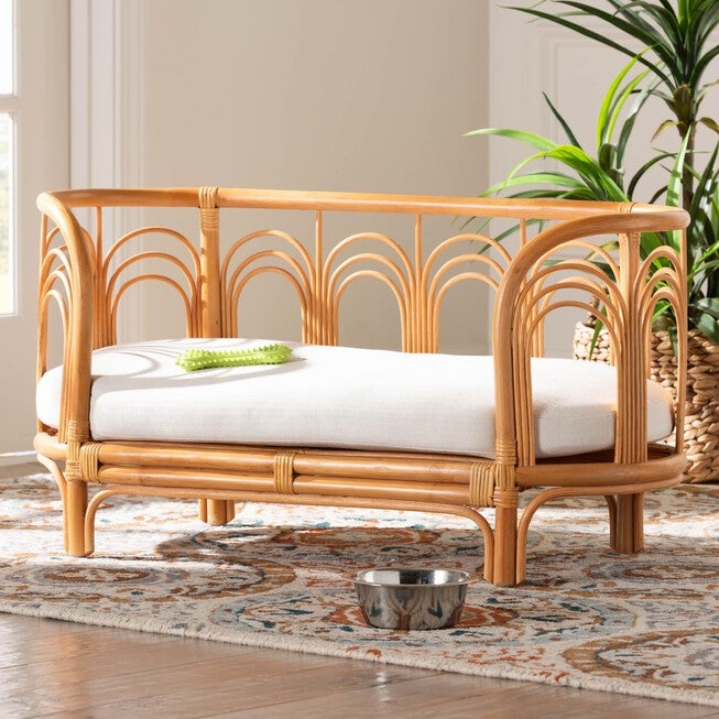 Nariko Bohemian Light Honey Rattan Pet Bed, , alternate image number null