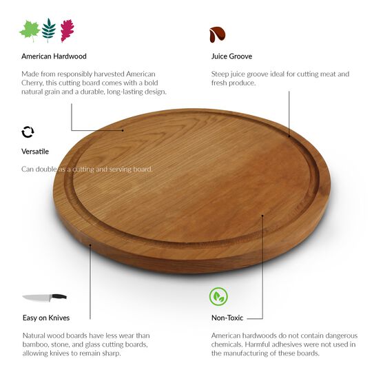 Delice Cherry Round Cutting Board with Juice Drip Groove, , alternate image number null