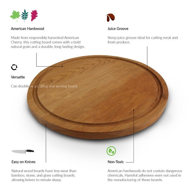 Delice Cherry Round Cutting Board with Juice Drip Groove, , alternate image number 12