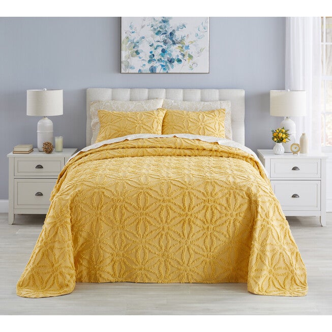 Wedding Ring Chenille Bedspread, GOLD, hi-res image number 0