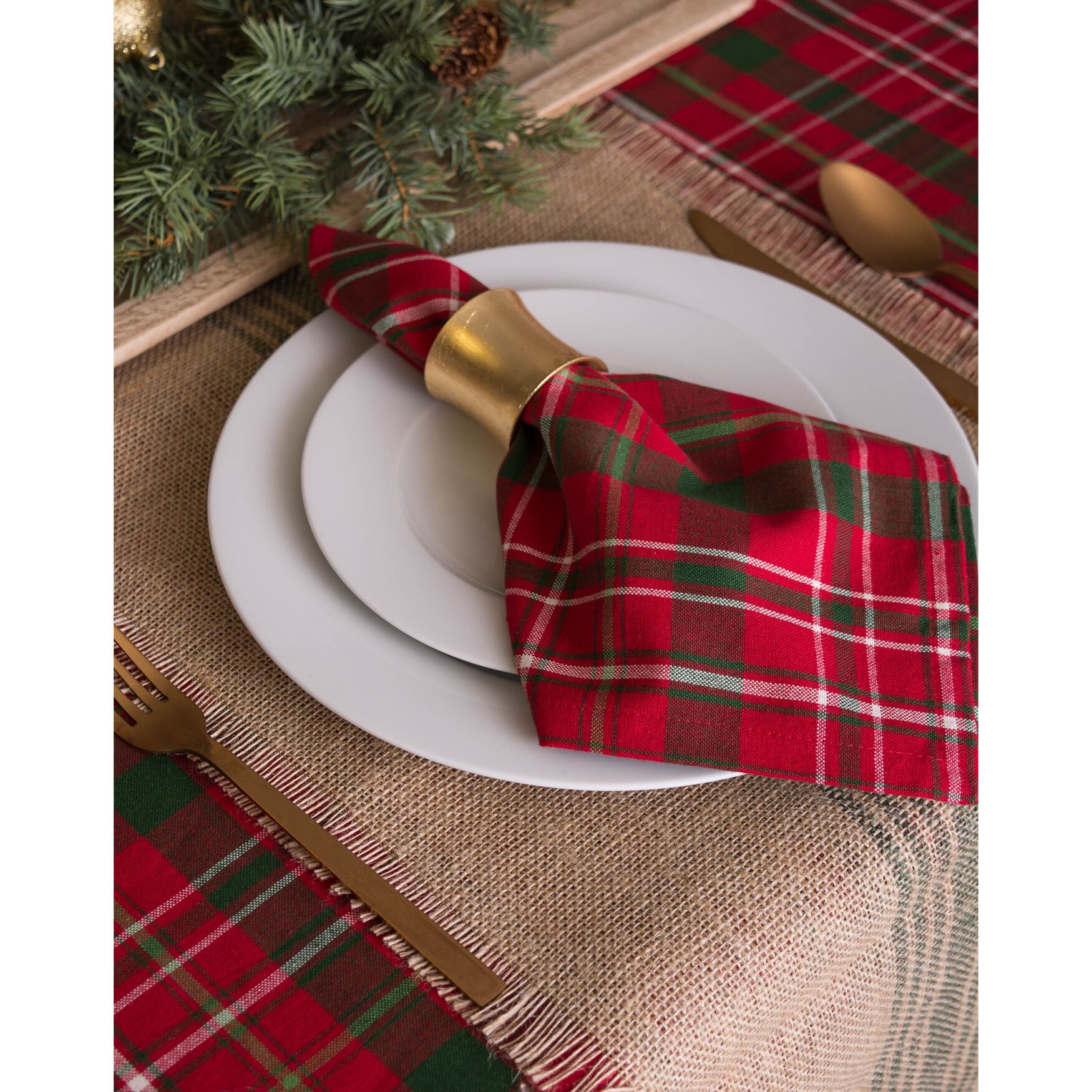 Tartan Holly Plaid Napkin, Set of 6, , on-hover image number 1