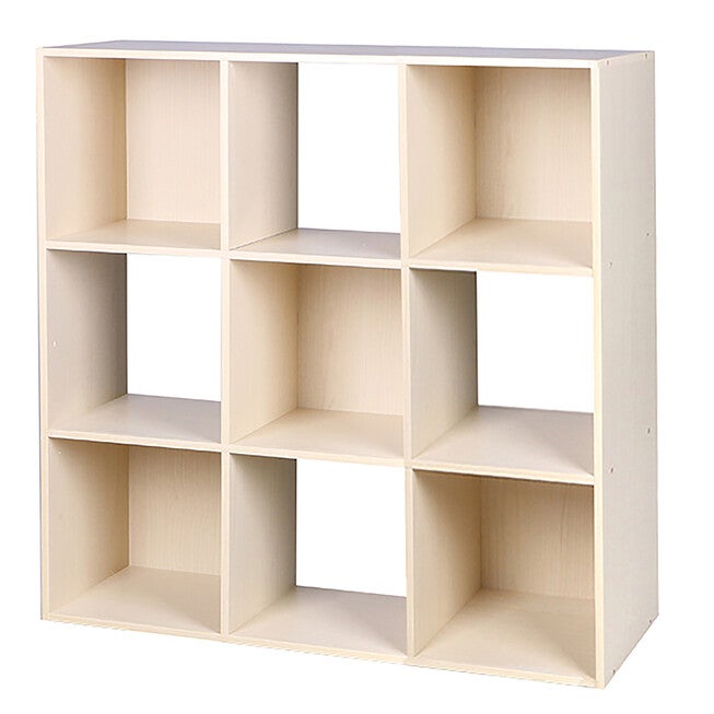 Home Basics Open and Enclosed 9 Cube MDF Storage Organizer Oak, , alternate image number null