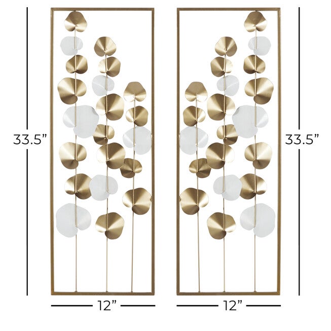 Set Of 2 Gold Metal Floral Wall Decor, , alternate image number null