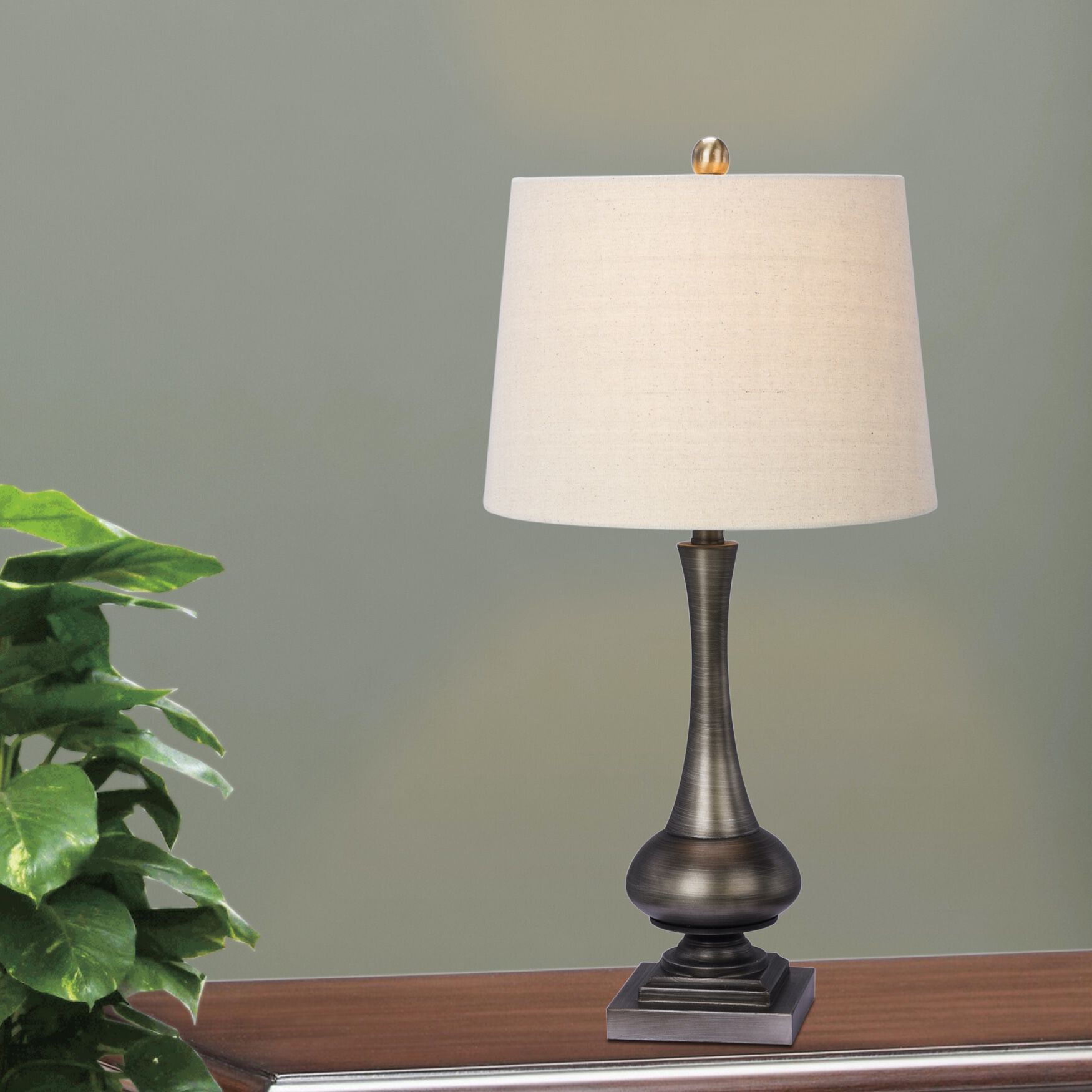 28 inches Silver Metal Table Lamp, SILVER, hi-res image number 0