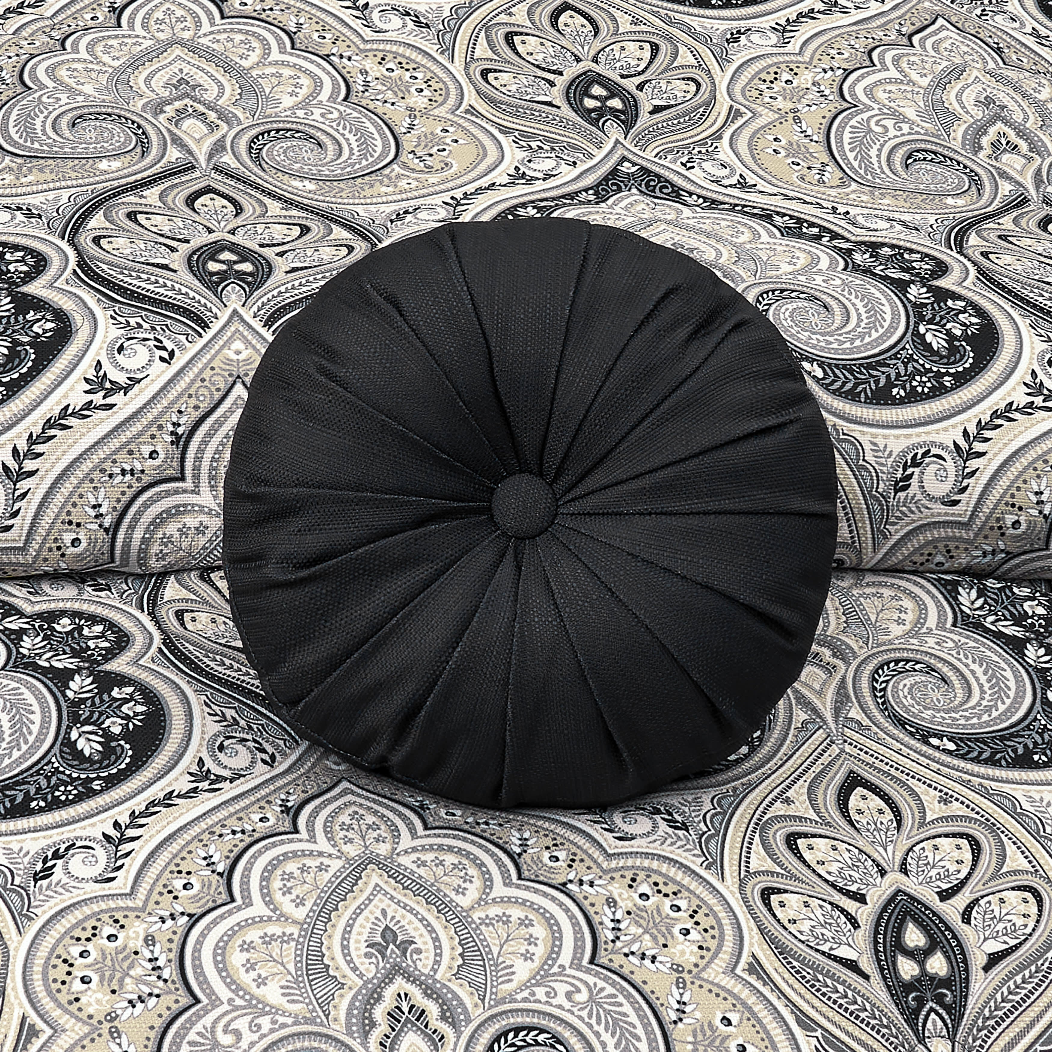 Messina Round Decorative Throw Pillow, BLACK, alternate image number null