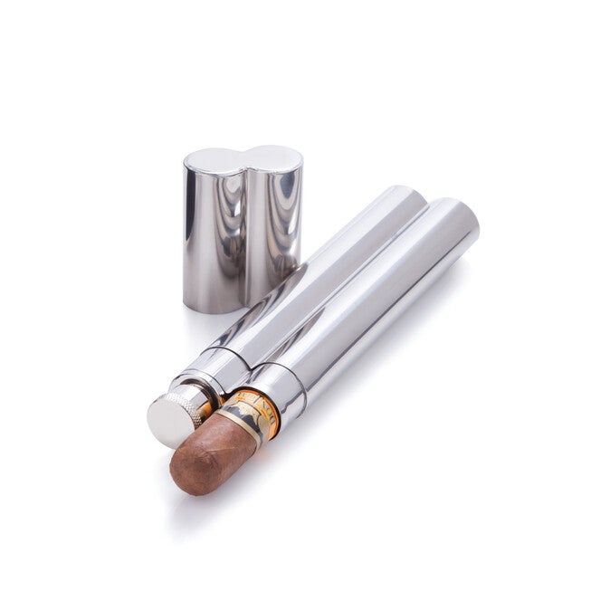 Stainless Steel Cigar Holder And 2 Oz Flask, , alternate image number null