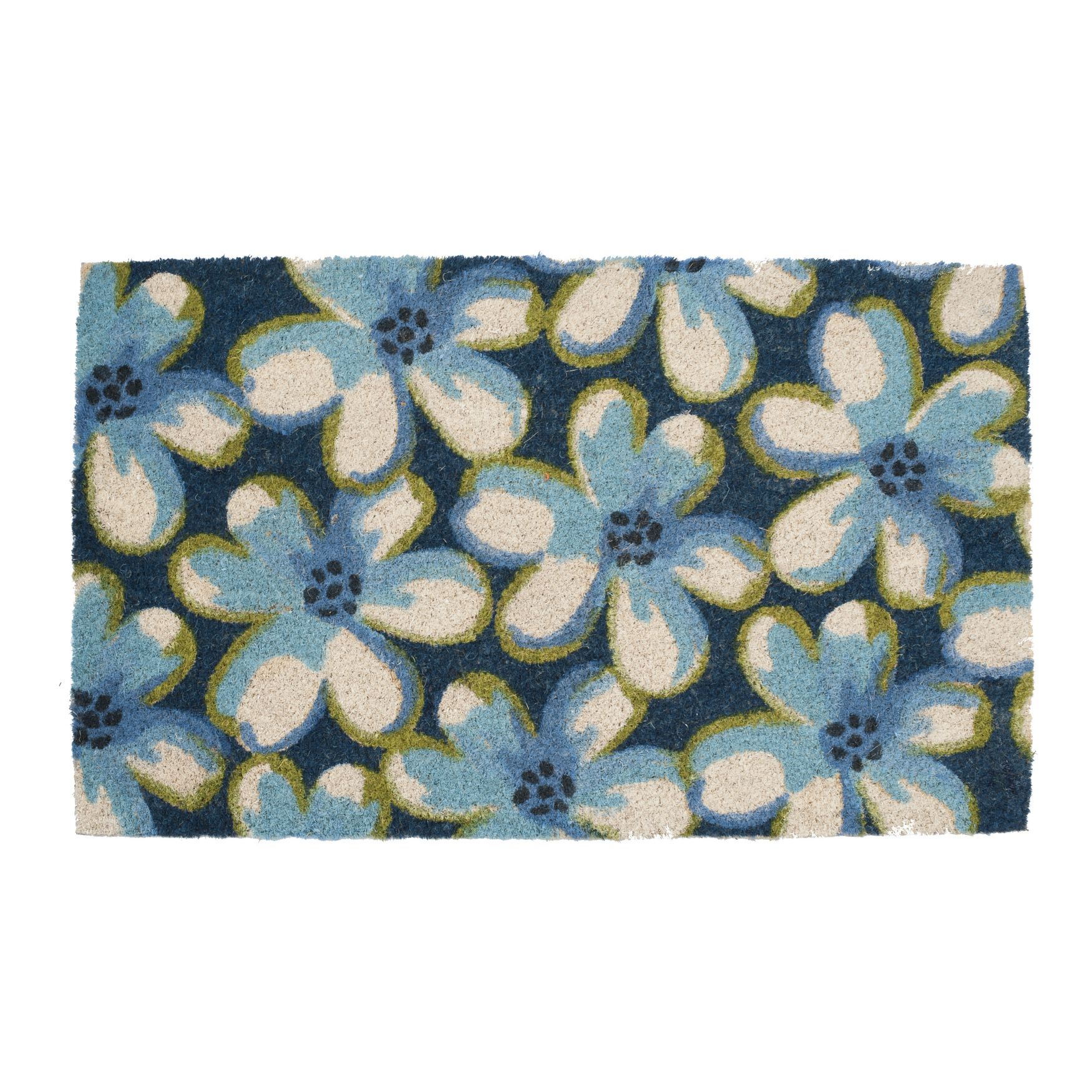 Floral With Blue Background Coir Mat With Vinyl Backing Floor Coverings, MULTI, hi-res image number 0