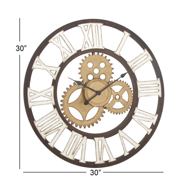 Brown Industrial Metal Wall Clock, , alternate image number 4
