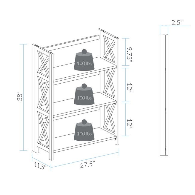 Montego 3-Shelf Folding Bookcase - White, , alternate image number 5