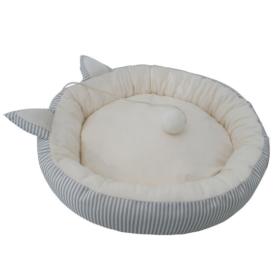 Stripe Printing poly-cotton cozy round cat bed , 18 inch, , alternate image number null