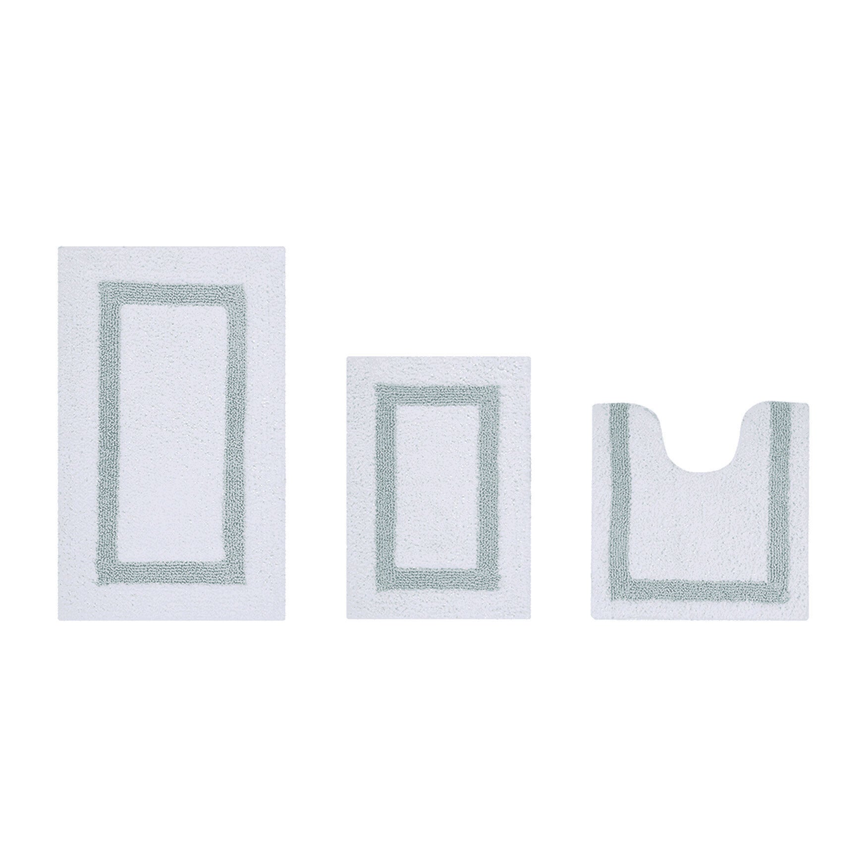 Hotel Collection 100% Cotton 3 Piece (17 inches X 24 inches | 20 inches X 20 inches | 21 inches X 34 inches) Bath Rug Set, WHITE BLUE, hi-res image number 0