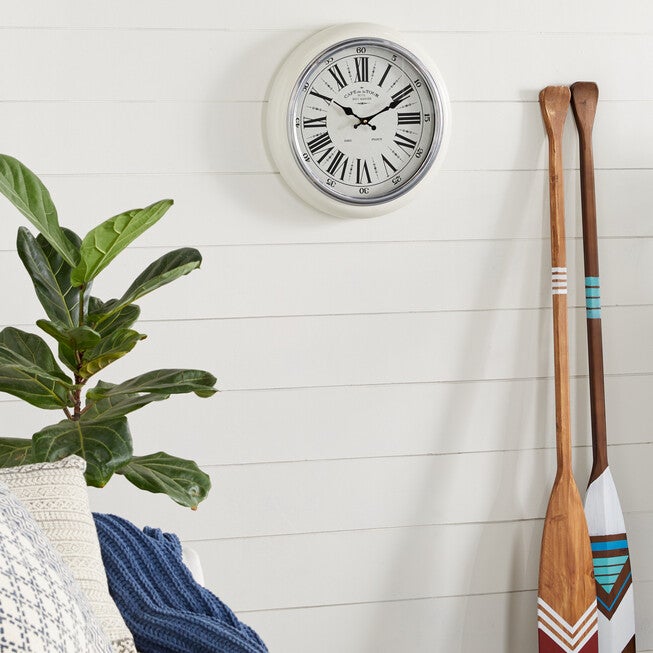 White Farmhouse Metal Wall Clock, , alternate image number null