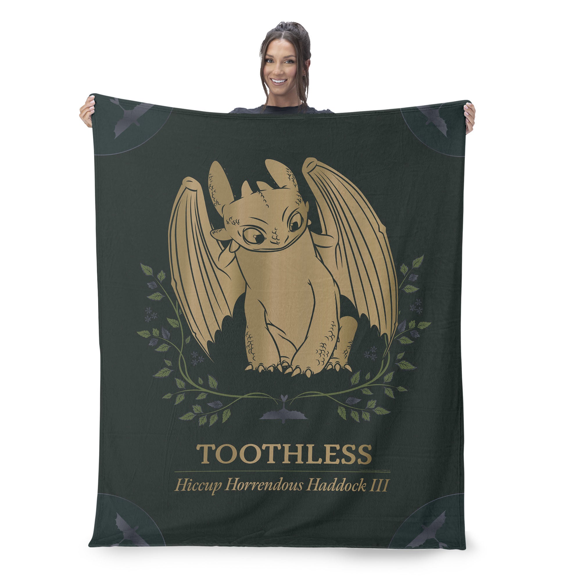 How to Train Your Dragon Hiccup and Toothless Silk Touch Throw Blanket 60x80 inches, GREEN, on-hover image number 1