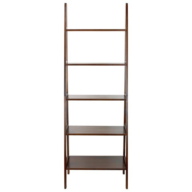 5-Shelf Ladder Bookcase-Warm Brown, BROWN, hi-res image number 0