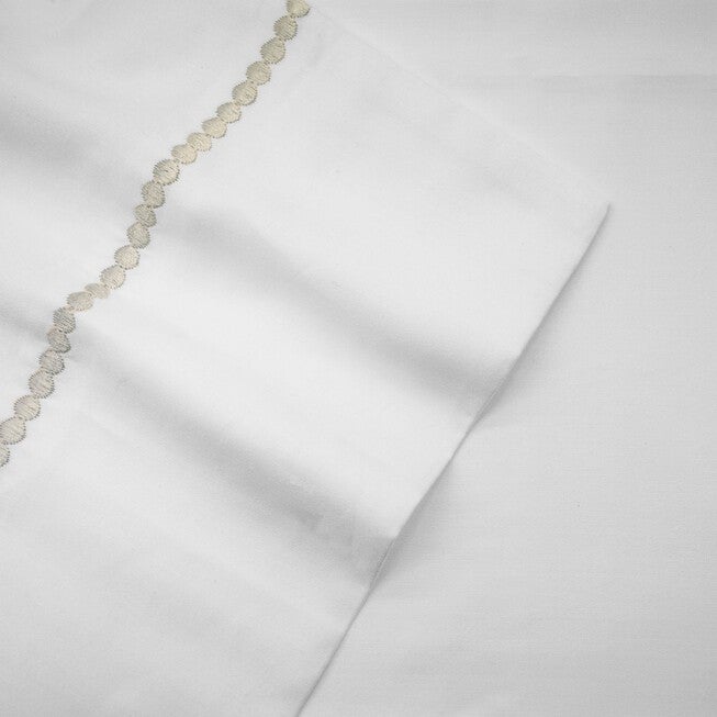 Highlights 400 Thread Count Cotton Dot Cuff White and Linen Dot Queen Sheet Set, , alternate image number null