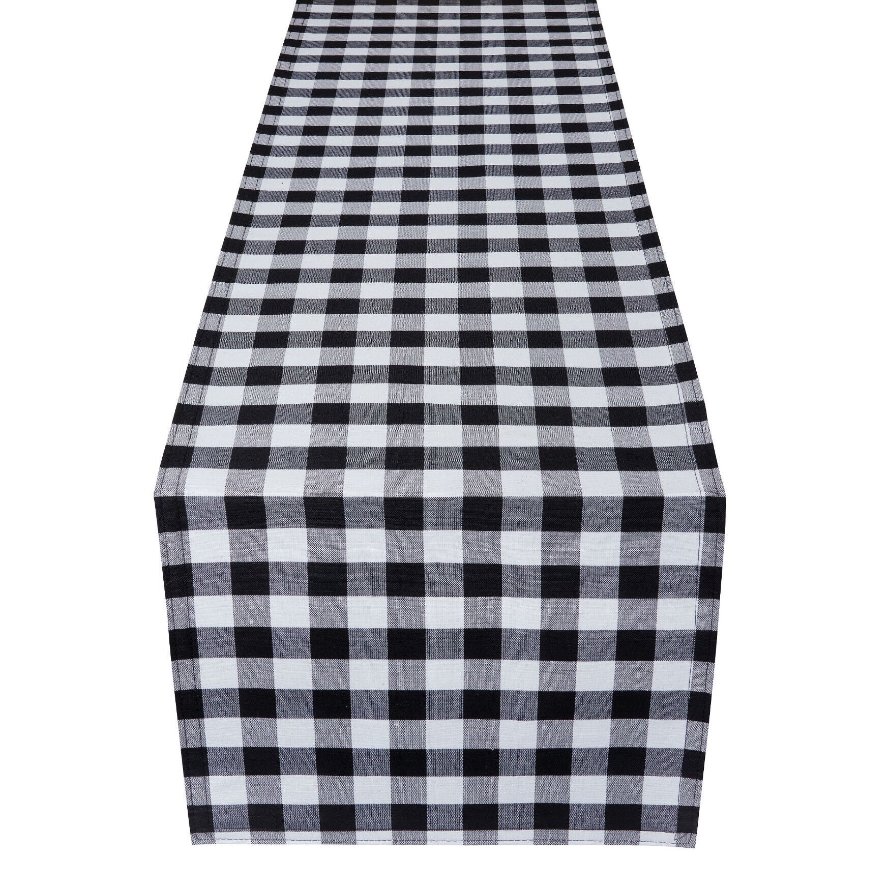 Buffalo Check Table Runner - 13-in x 90-in, BLACK WHITE, hi-res image number 0