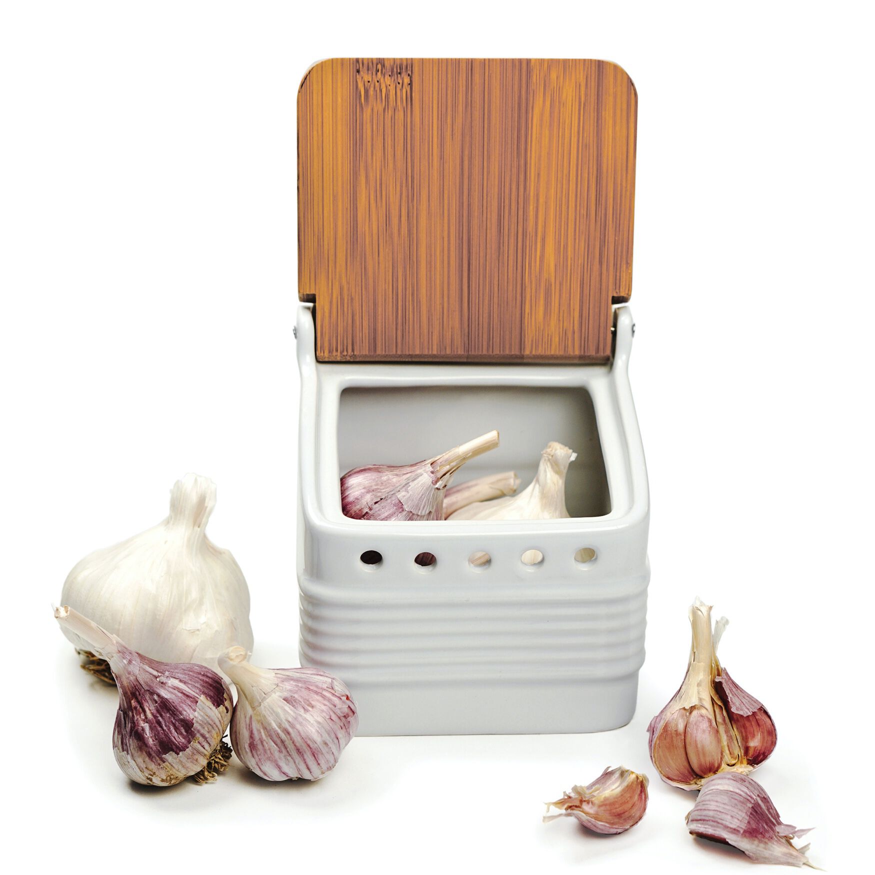 Stoneware Garlic Keeper - White, , alternate image number 2