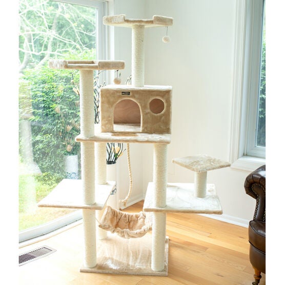 Real Wood 72" Condo Sratching Post Cat Tree, , on-hover image number null
