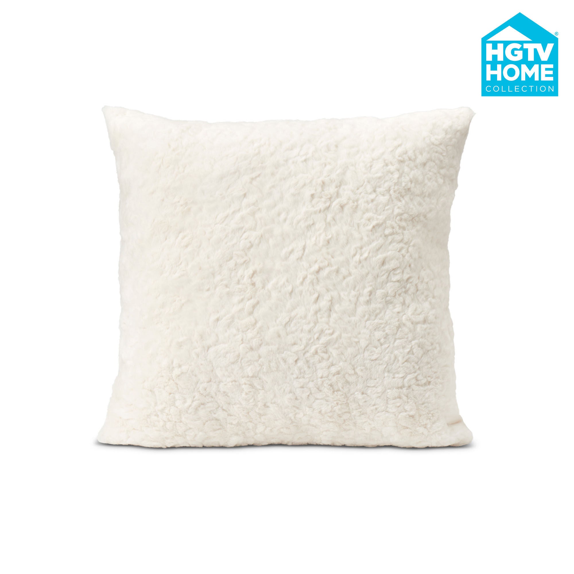 HGTV Curlicue Faux Fur Pillow Snowbound 22 x 22 inches, MULTI, hi-res image number 0