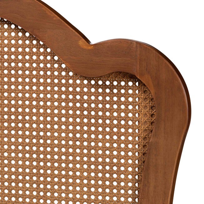 Leandra Classic And Traditional Ash Walnut Finished Wood Queen Size Headboard With Rattan, , alternate image number null