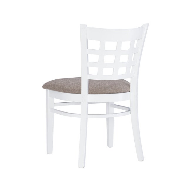 Lola Side Chair White Upholstered Set of 2, , on-hover image number 1
