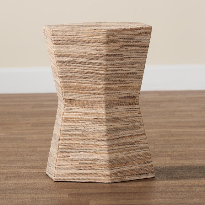 Idana Bohemian Woven Grasscloth Hourglass End Table, NATURAL, alternate image number 6