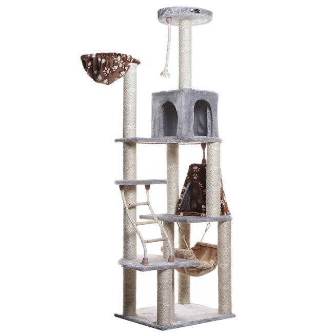 Real Wood 78 inches Cat Climber Play House With Lounge Basket, , alternate image number 3