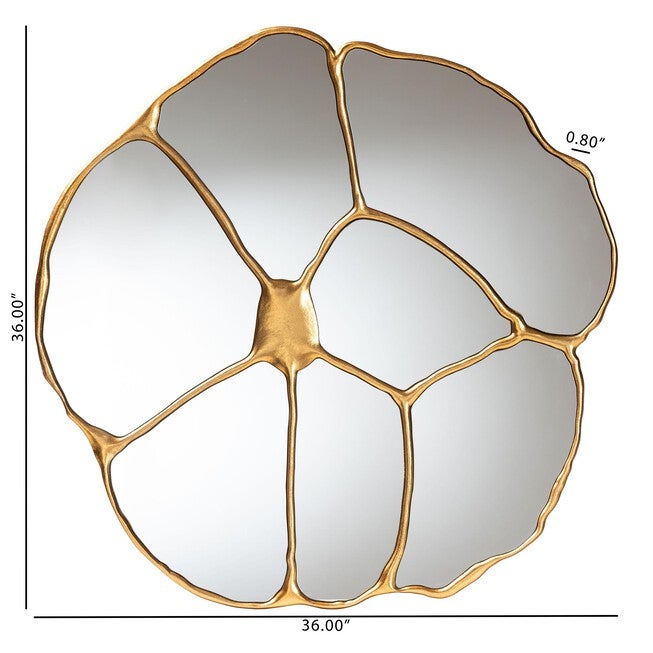 Baxton Studio Novia Antique Goldleaf Flower Accent Wall Mirror, ANTIQUE GOLDLEAF, alternate image number 4