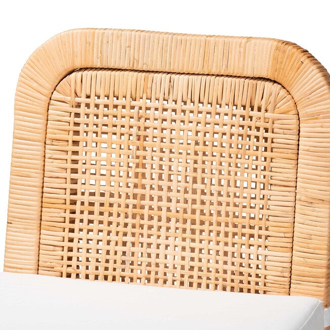 Zariah Modern Bohemian Natural Brown Rattan And Mahogany Wood Bar Stool, , alternate image number null