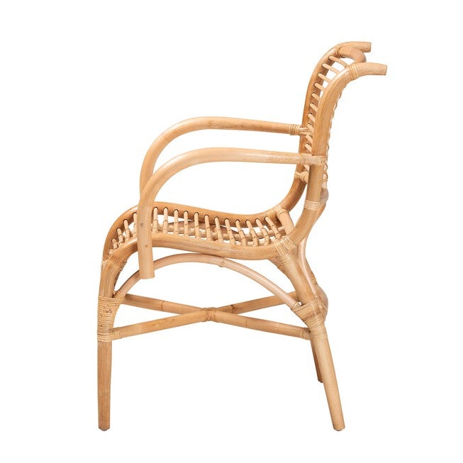 Seminyak Modern Bohemian Natural Rattan Lounge Chair, , alternate image number 2