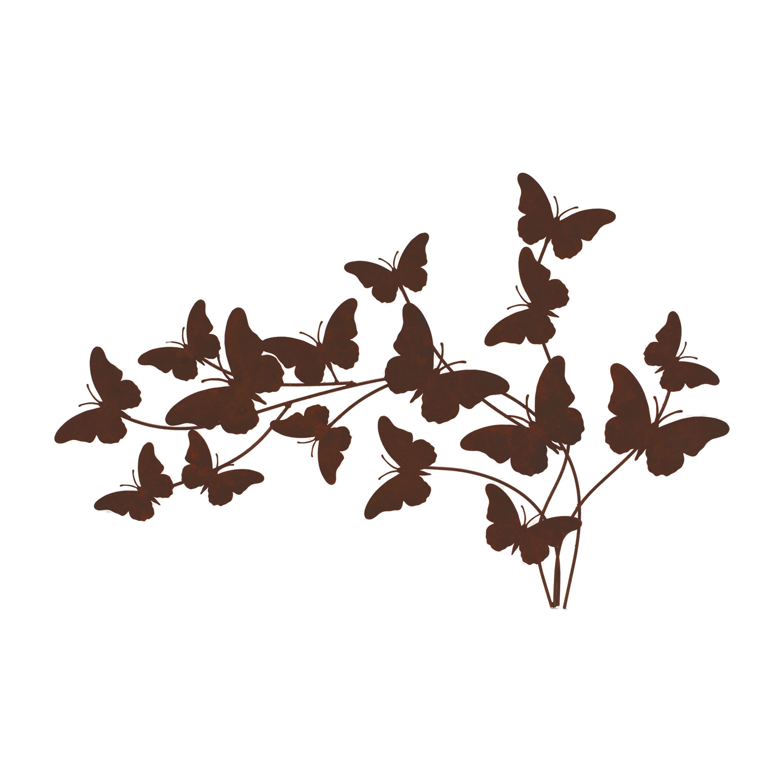 Rusted Metal Butterfly Wall Sculpture 28.75INL, BROWN, hi-res image number 0