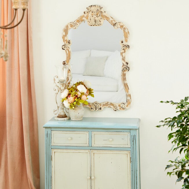 Cream Vintage Wood Wall Mirror, , alternate image number 7