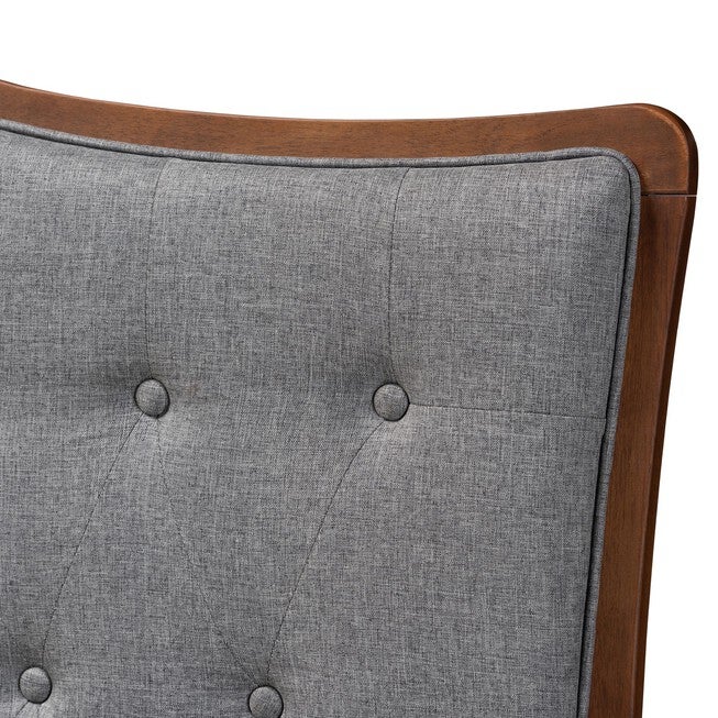 Georgia Classic And Traditional Grey Fabric And Walnut Brown Finished Wood Queen Size Headboard, , alternate image number null