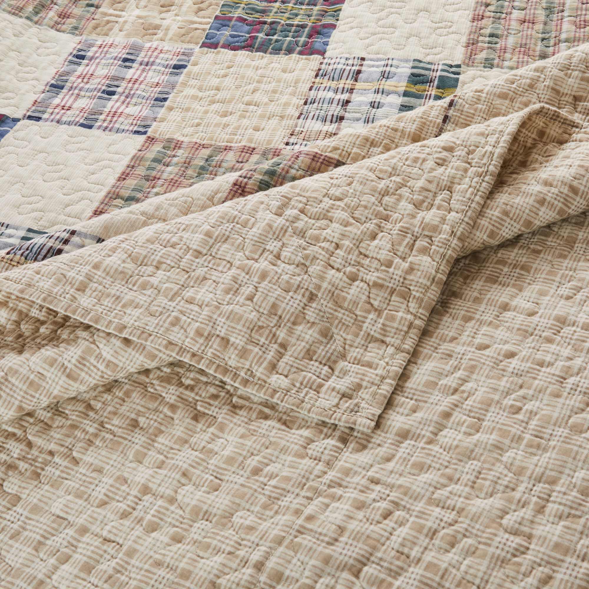 Oxford Reversible Cotton-Rich Bedspread Set, TAUPE, alternate image number 2