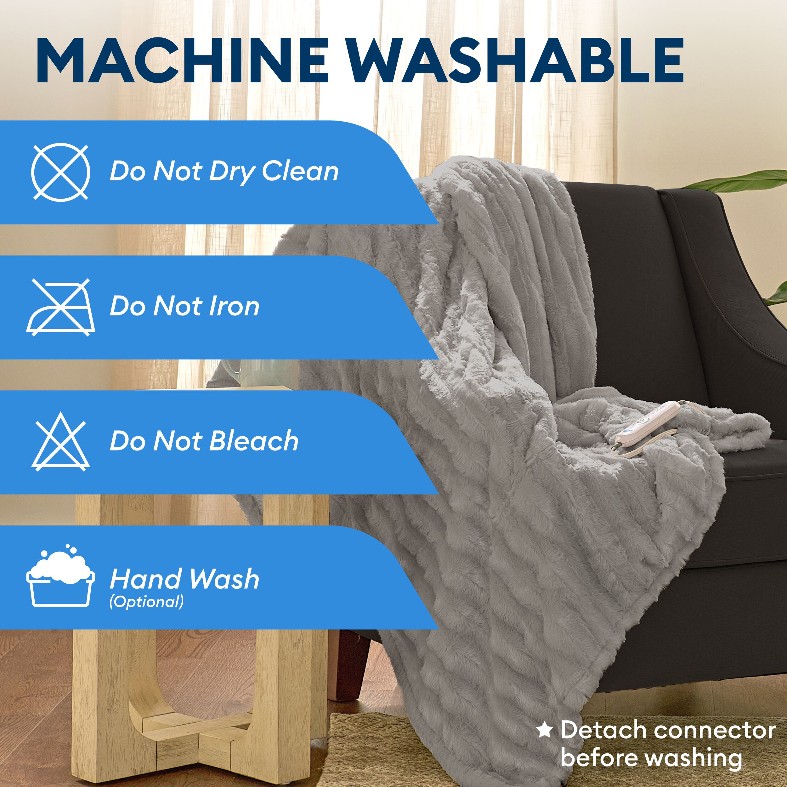 50 inches x 70 inches Mink Grey Heated Blanket, GREY, alternate image number 6