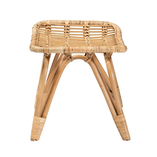 Earvin Modern Bohemian Natural Brown Rattan Footstool, , alternate image number 8