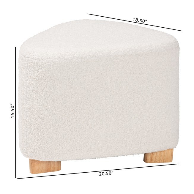Brielle Modern And Contemporary Ivory Boucle Upholstered And Natural Brown Finished Wood Ottoman, , alternate image number 7