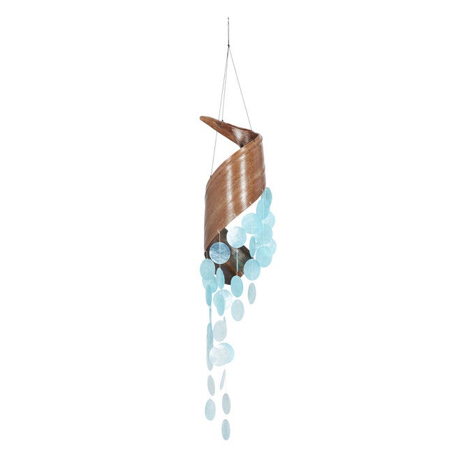 Teal Capiz Coastal Windchime, TEAL, hi-res image number 0