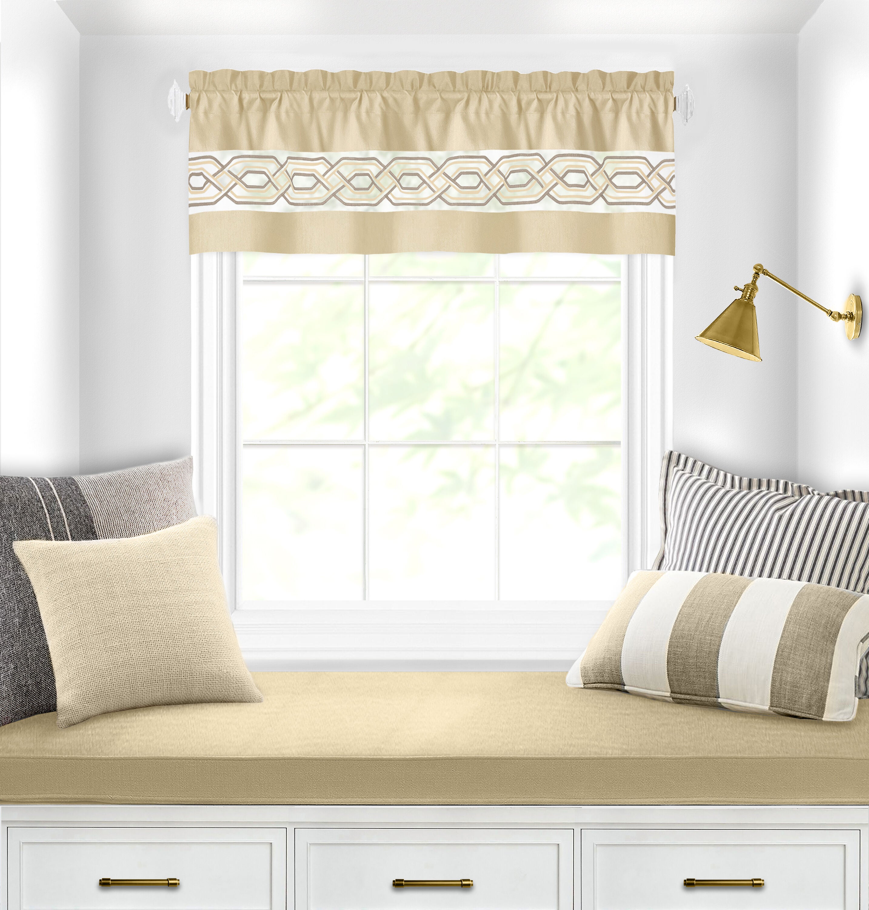 Paige Window Curtain Valance, TAN, hi-res image number 0