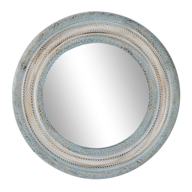 Beige Wood Farmhouse Wall Mirror, BEIGE, hi-res image number 0