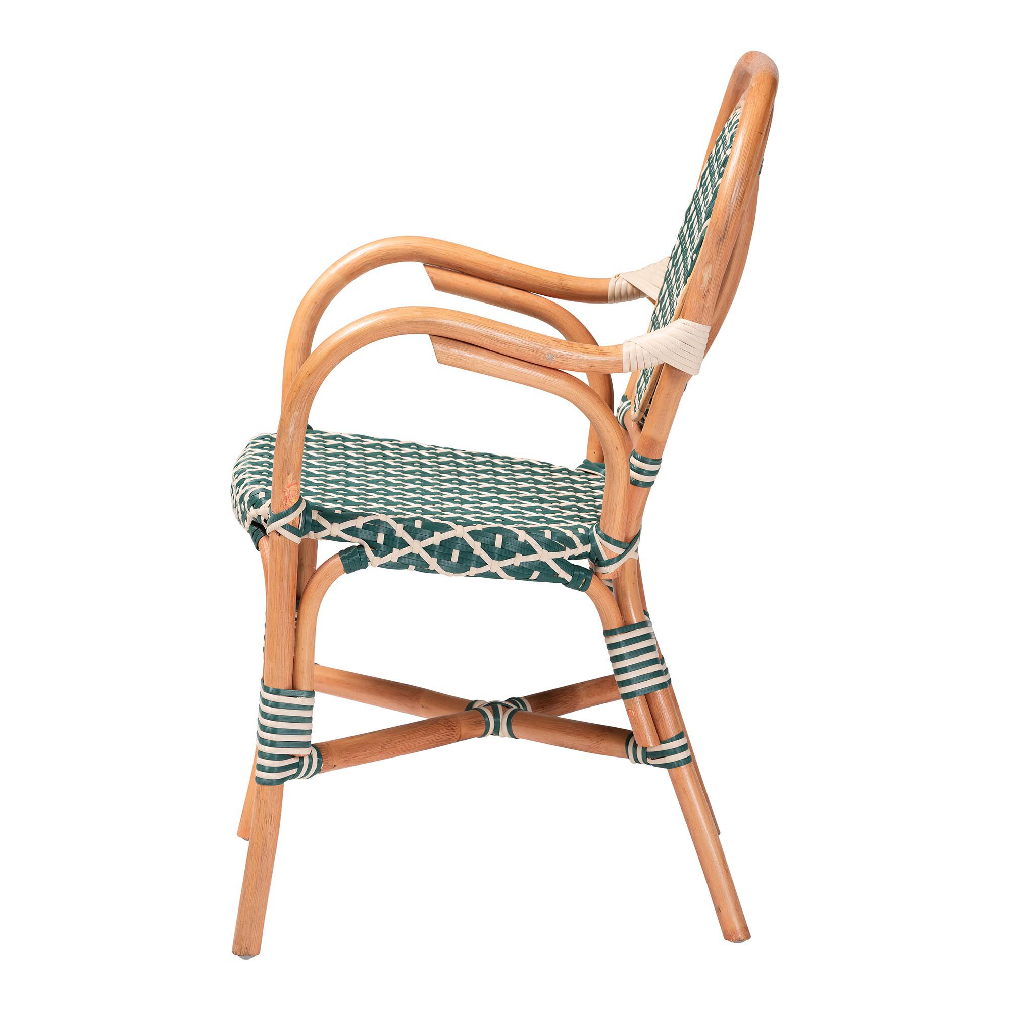 Mattie Rattan Bistro Chair, GREEN, alternate image number 3