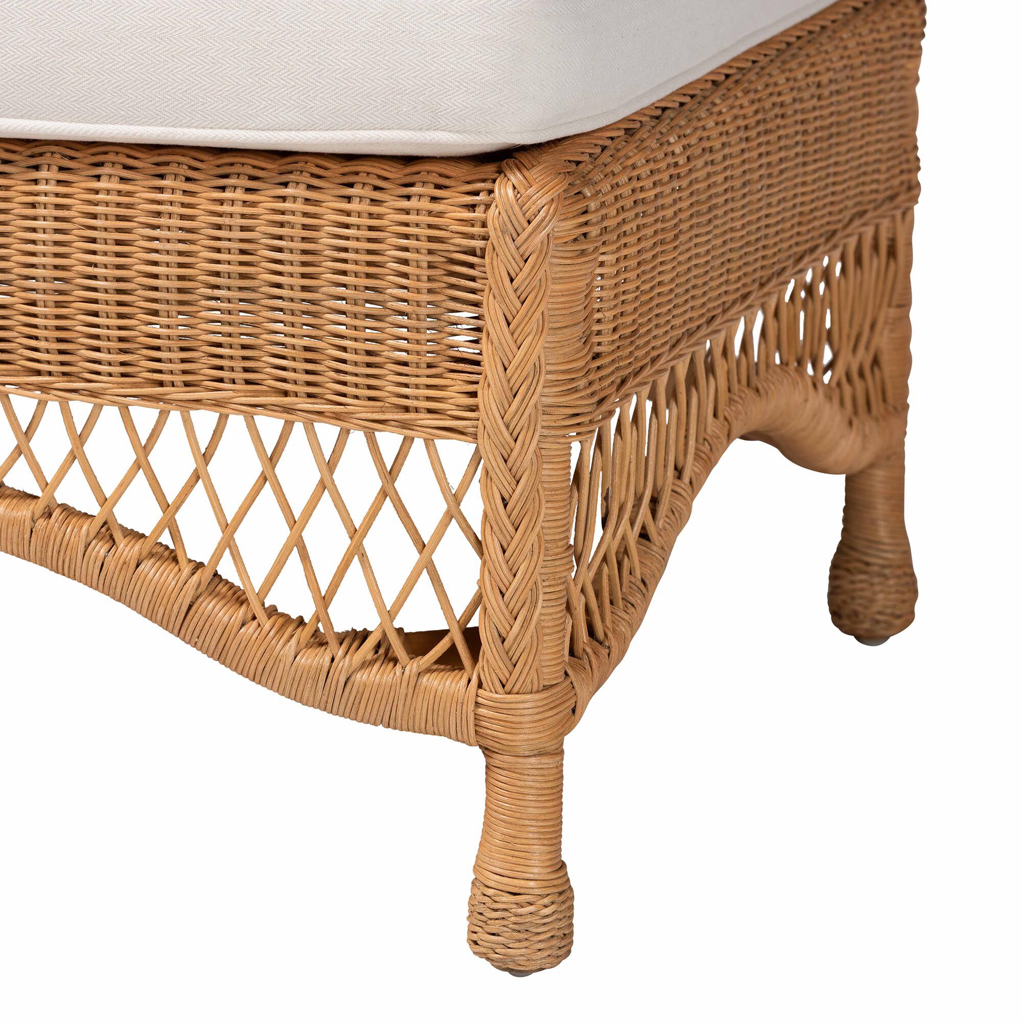 Brooklyn Bohemian Light Honey Braided Rattan Ottoman Stool, HONEY, alternate image number 4