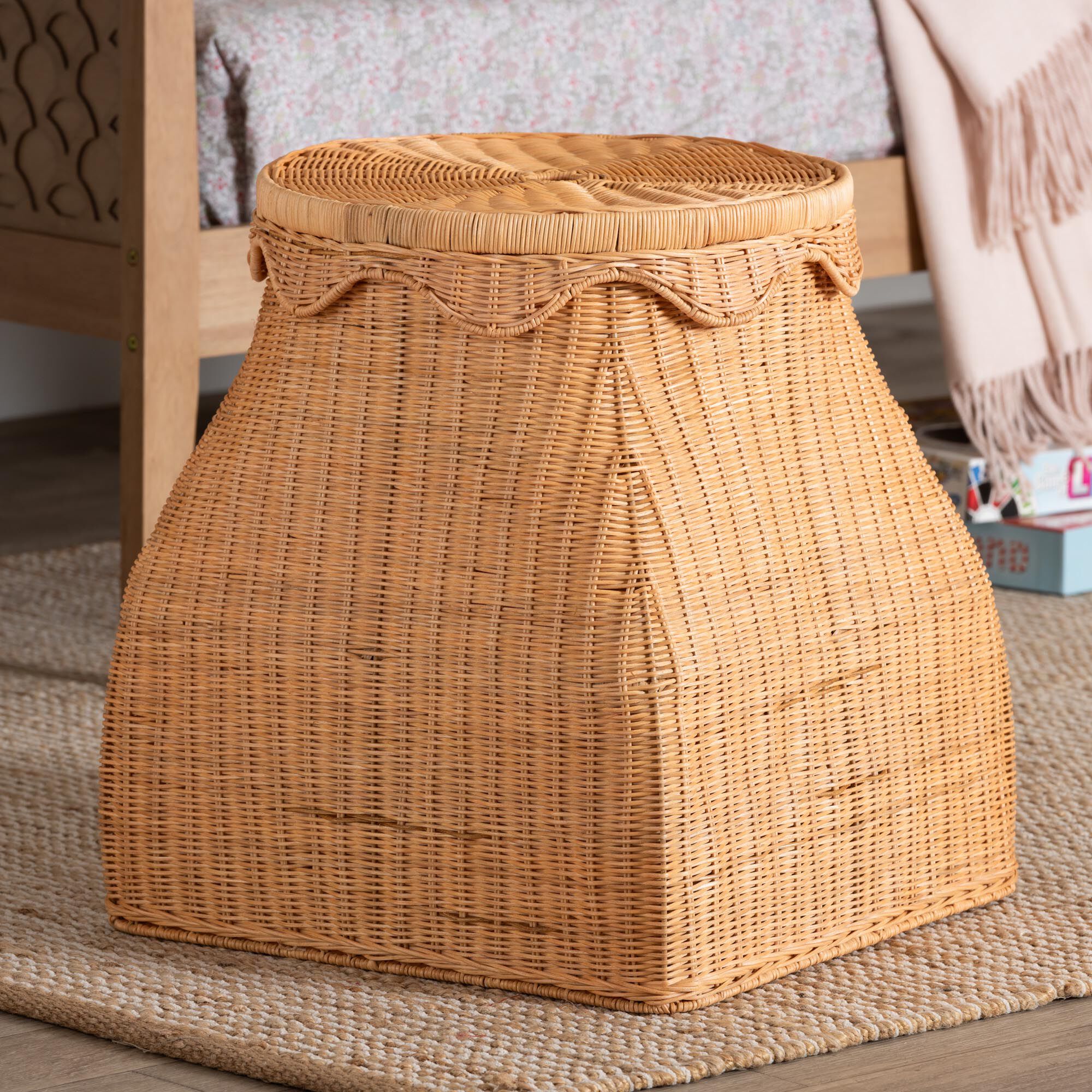 Ada Natural Rattan Laundry Hamper, HONEY, hi-res image number 0