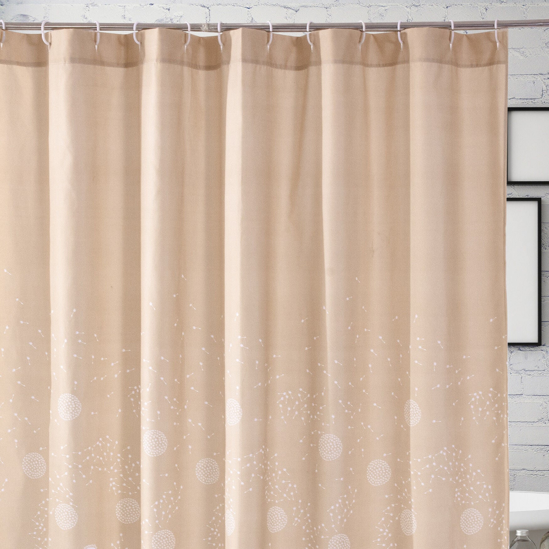 Dandelion Taupe Bath Shower Curtain, , on-hover image number 1
