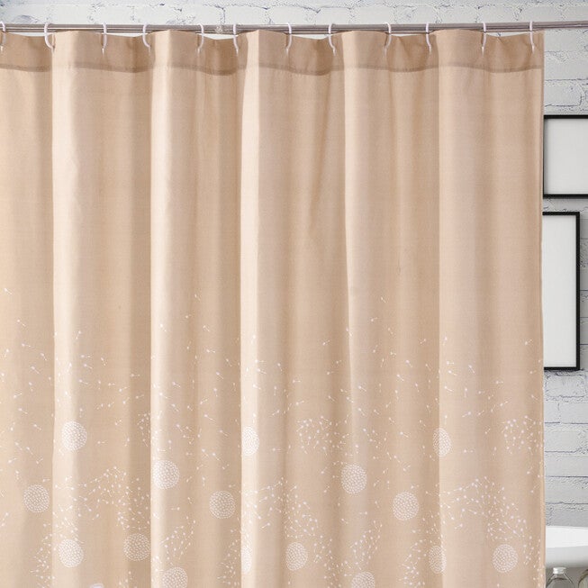Dandelion Taupe Bath Shower Curtain, , on-hover image number 1