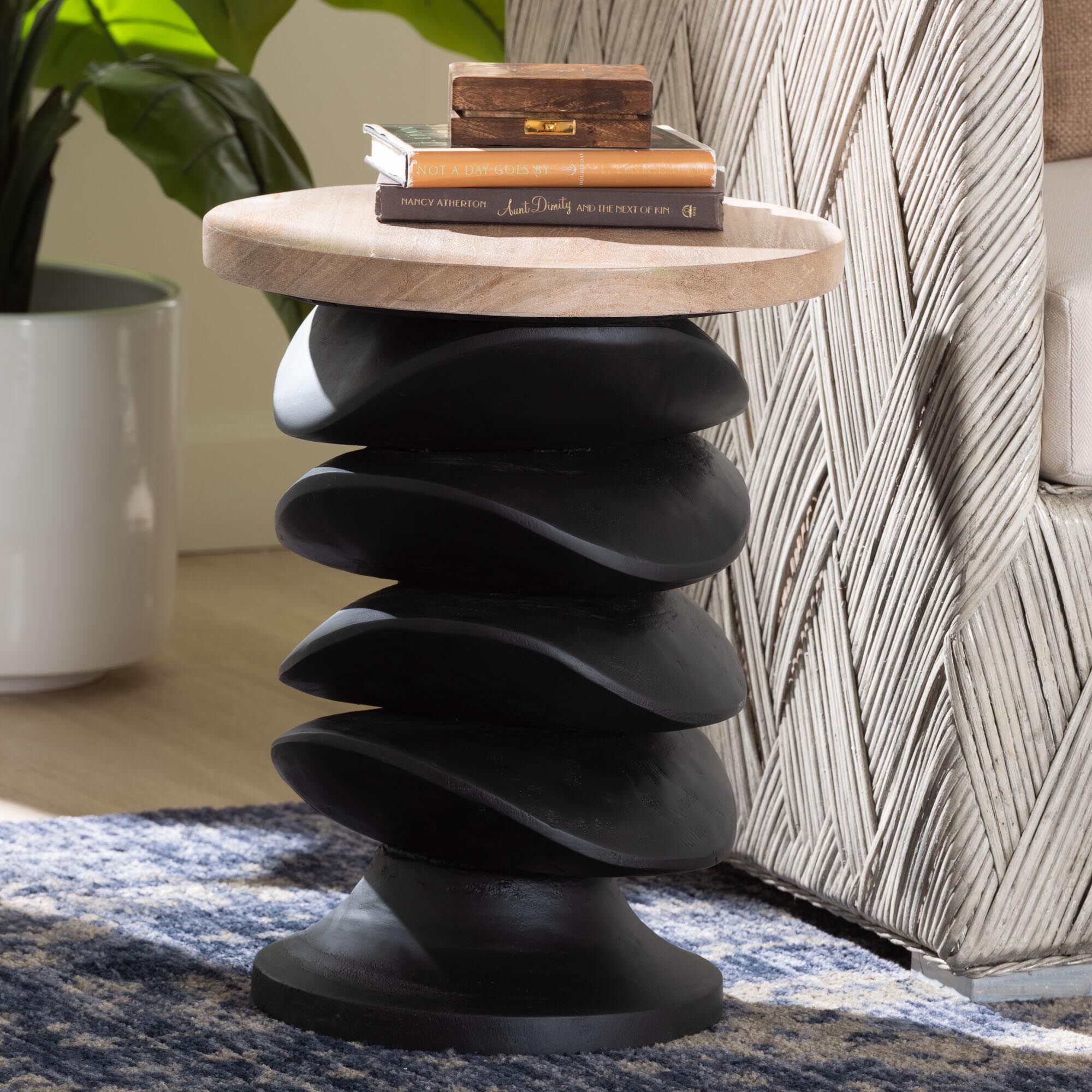 Ziva End Table with Petrified Wood Top, BROWN, hi-res image number 0