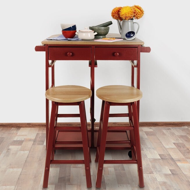 Breakfast Cart with Drop-Leaf Table-Red, , alternate image number 8