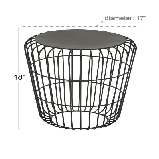 Grey Tin Industrial Outdoor Accent Table, , alternate image number null