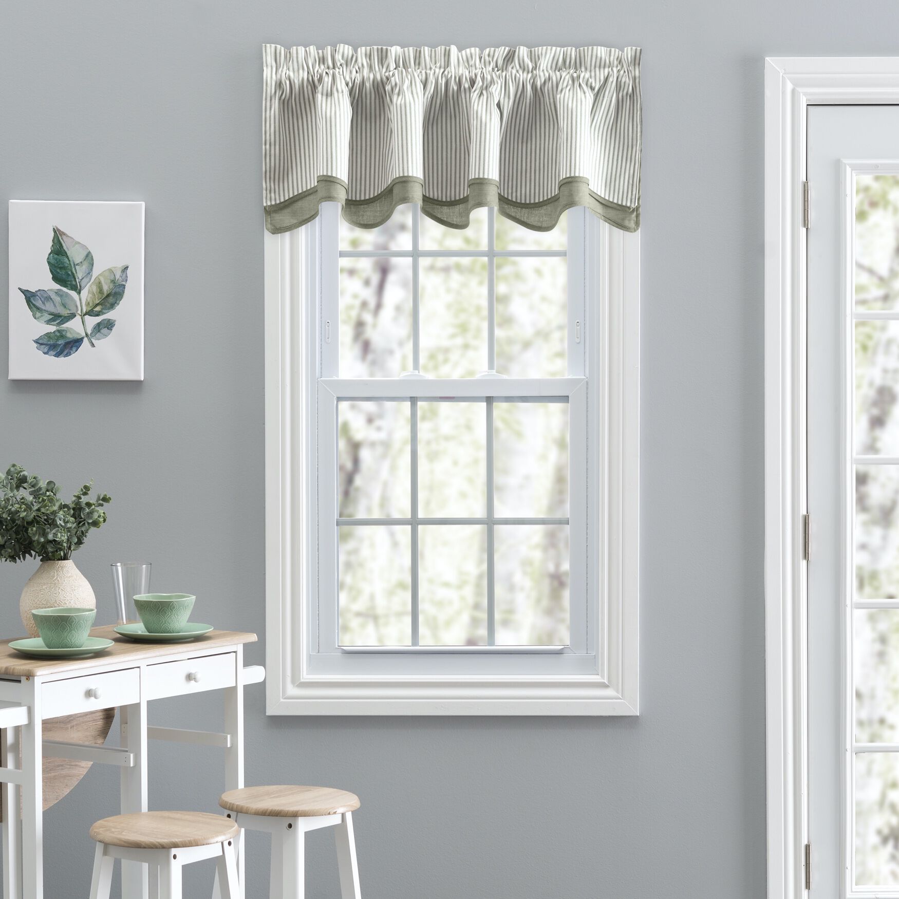 Plaza Stripe 2 Fabric Bradford Valance, SAGE, hi-res image number 0