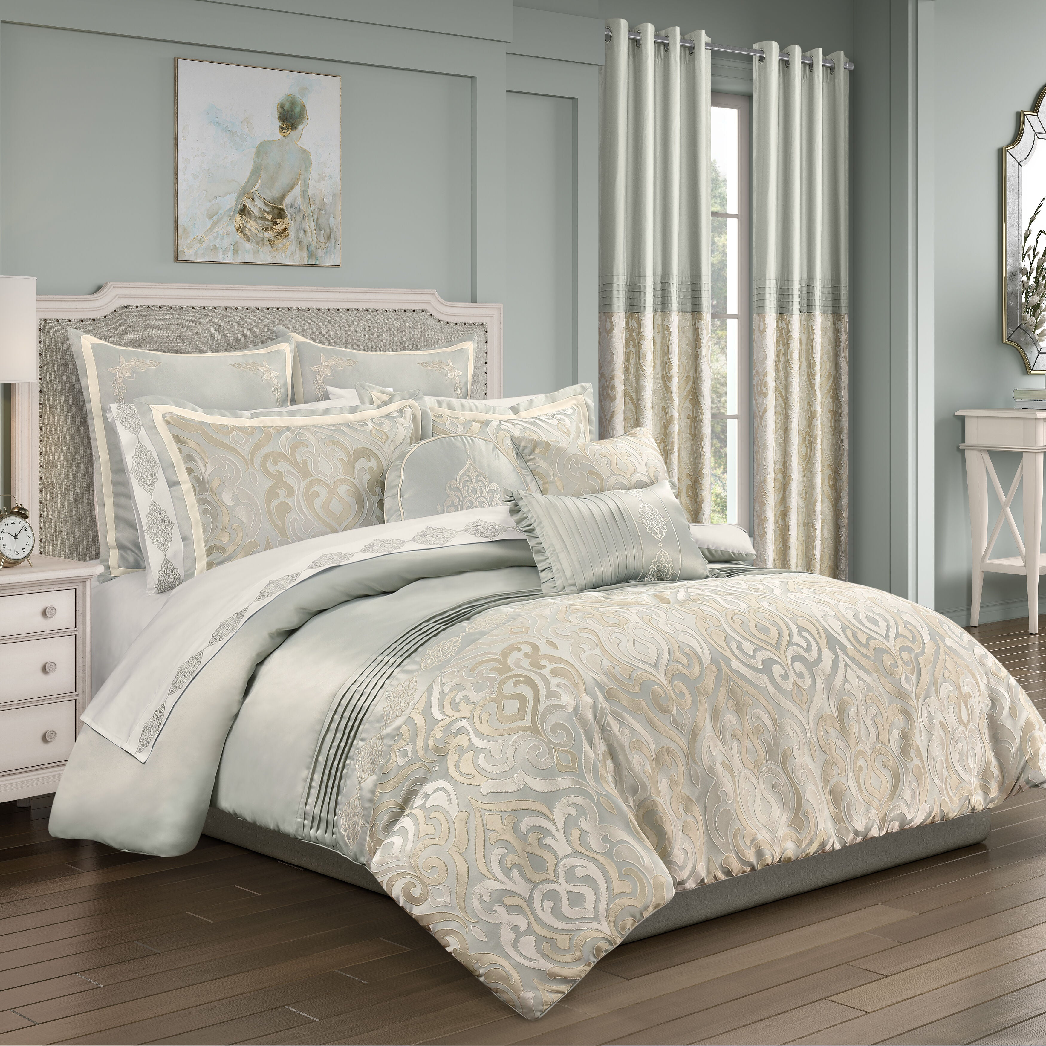 CALMFIELD COMFORTER SET, AQUA, hi-res image number 0